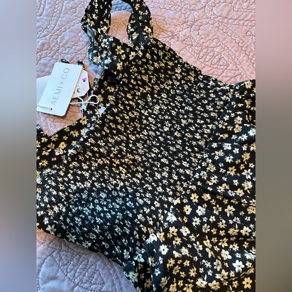 NWT Aemi + Co Floral Black Jumpsuit - Picture 11 of 16